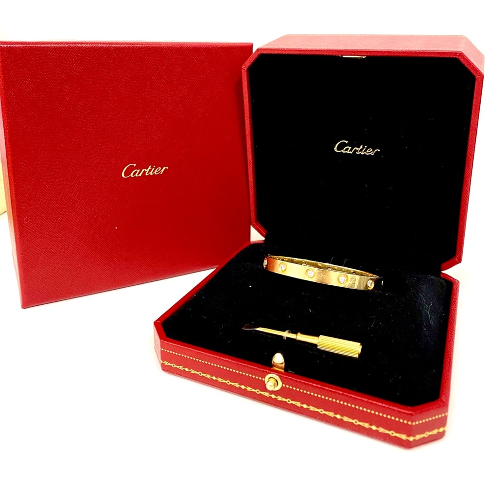 Cartier yellow gold 10 diamond love bracelet